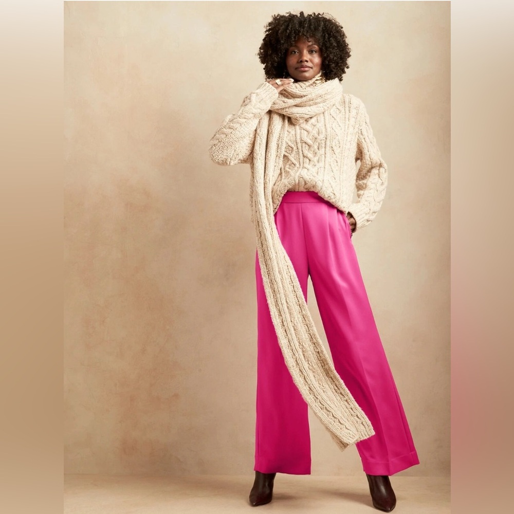 Banana Republic “Satin” Pink Wide Leg Pants
